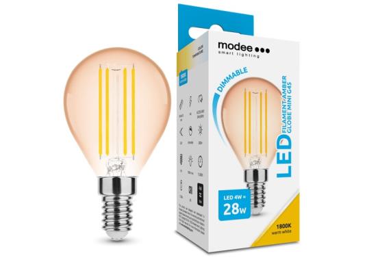 Modee Lighting LED sijalica  filament Amber Mini G45 4W E14 320° 1800K (360 lumena) Dimabilna