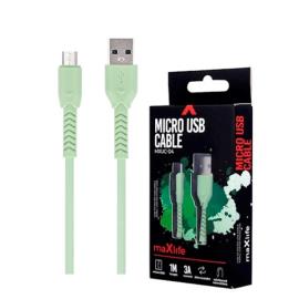 Maxlife kabl USB - micro USB 1,0m 3A MXUC-04, zeleni