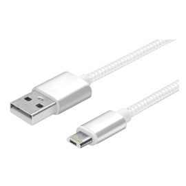 Micro USB/Lightning pleteni kabl, 1m, beli
