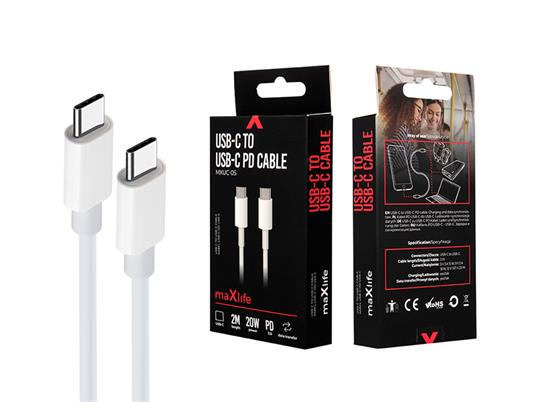 Maxlife  kabl USB-C - USB-C 2,0 m 20W beli